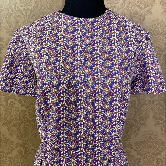 Vintage 60s 70s Flower Power Fall Floral Polyester Mad Men Mod Dress - Picture 9 of 9